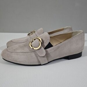 Ron White Kianna Flat Loafer Womens EU 39.5 Dune Gray Suede Slip On Buckle